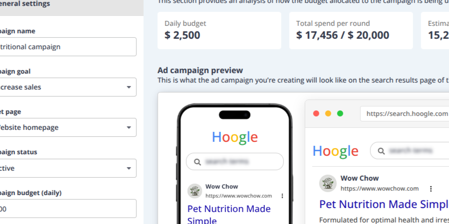 Campaign management in Digital Marketing Simulation